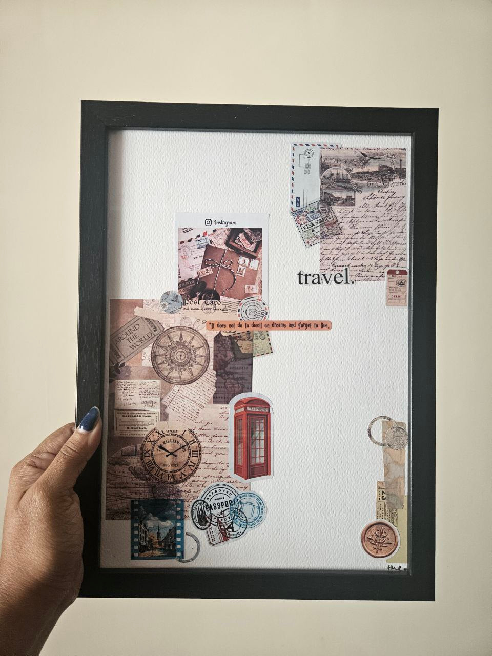 “Wanderlust Travel Collage Frame – Vintage Wall Art for Explorers”